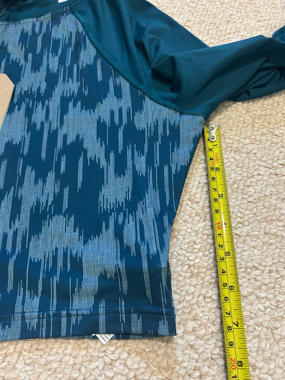prAna Edge Wave Cropped Sun Top Teal Women's Active Medium UPF 50+ Beach Pool - Picture 12 of 12